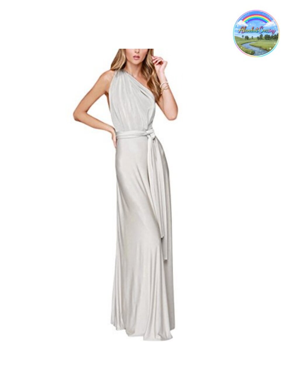 Women Convertible Multi Way Maxi Dress Halter Spaghetti Strap Wedding Gown